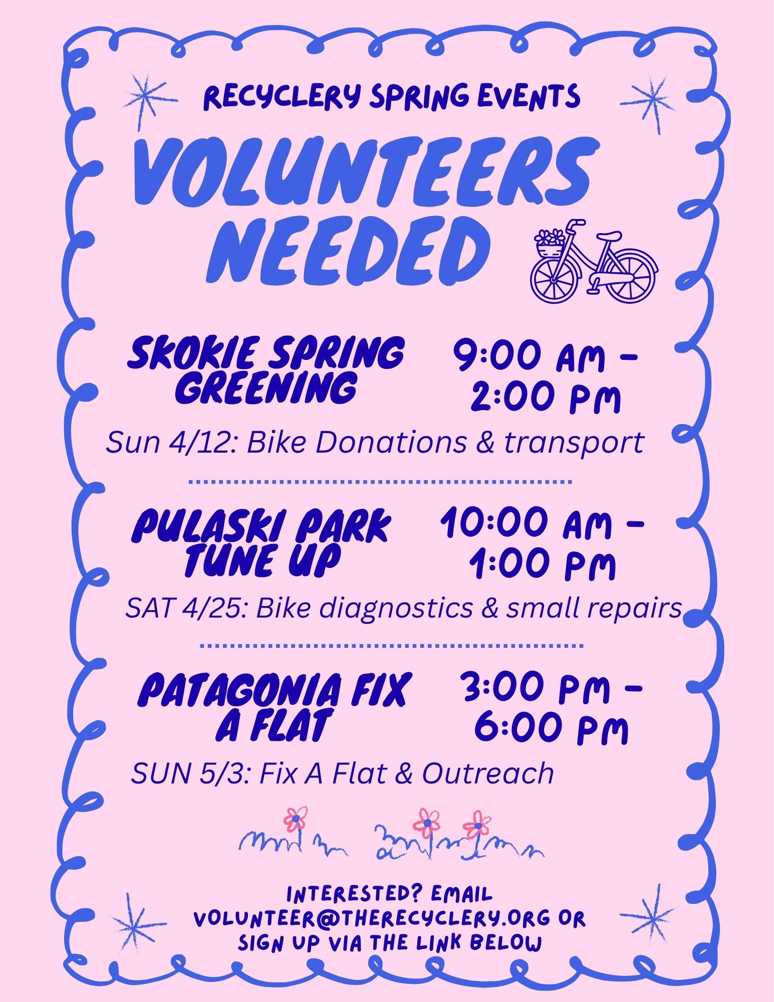 Volunteers need for bike tune up and recycling events in Chicago